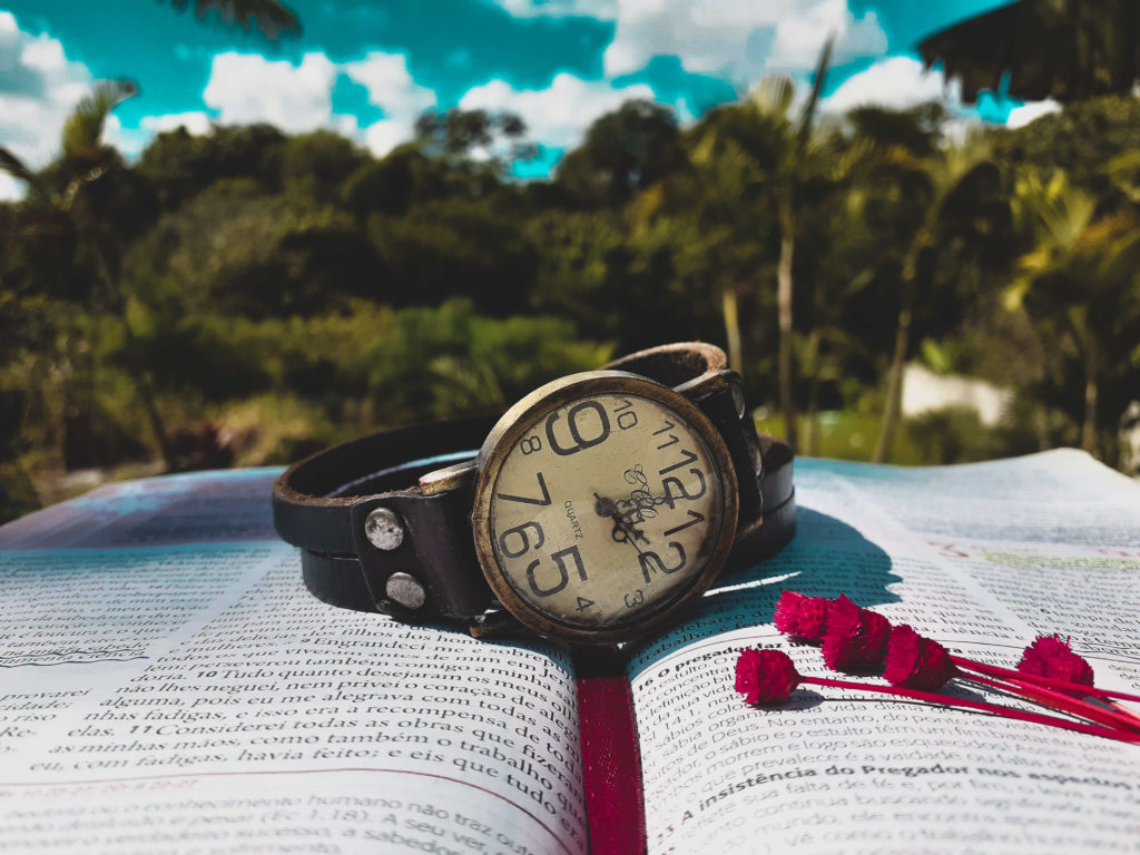 Watch on top of an open Bible