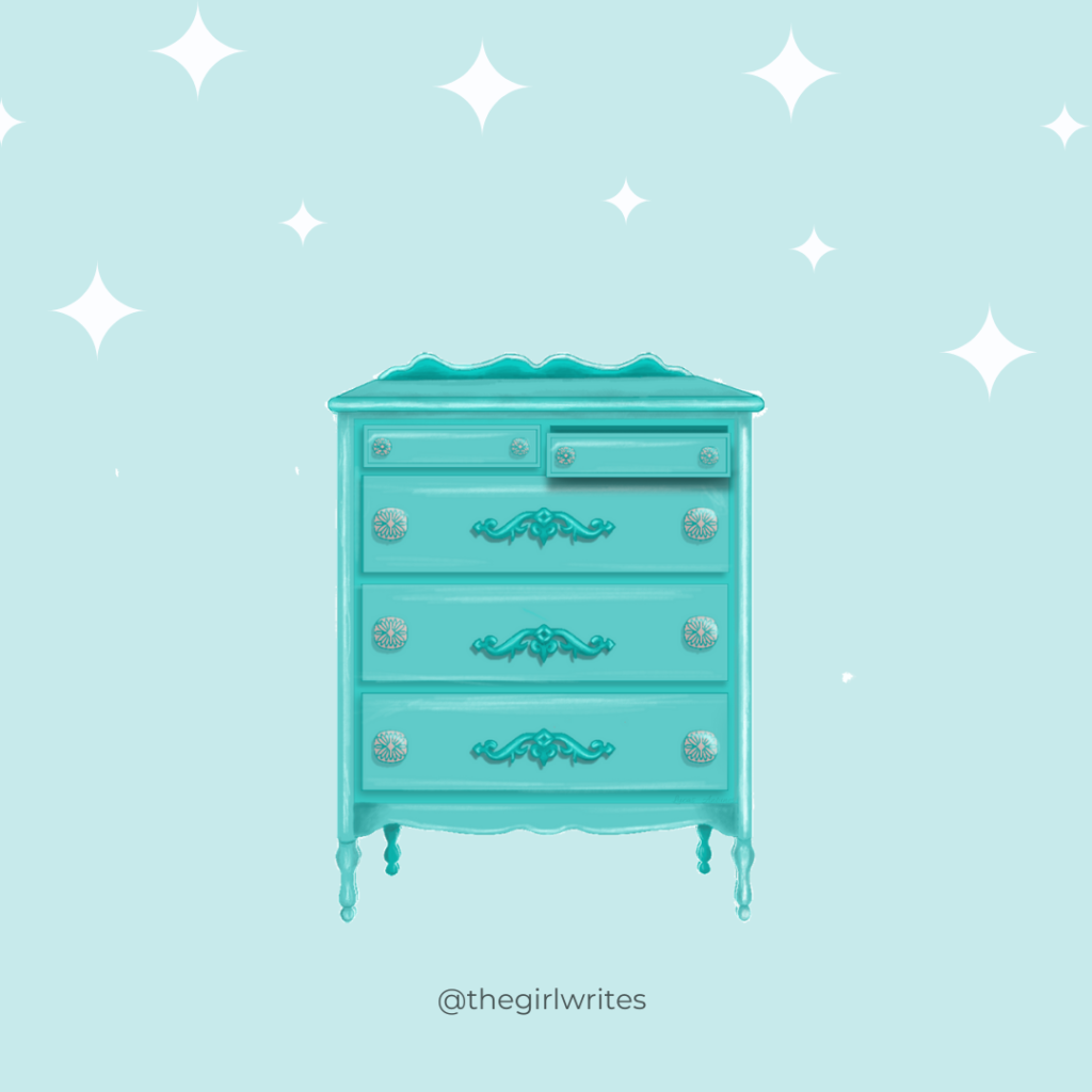 dresser illustration teal