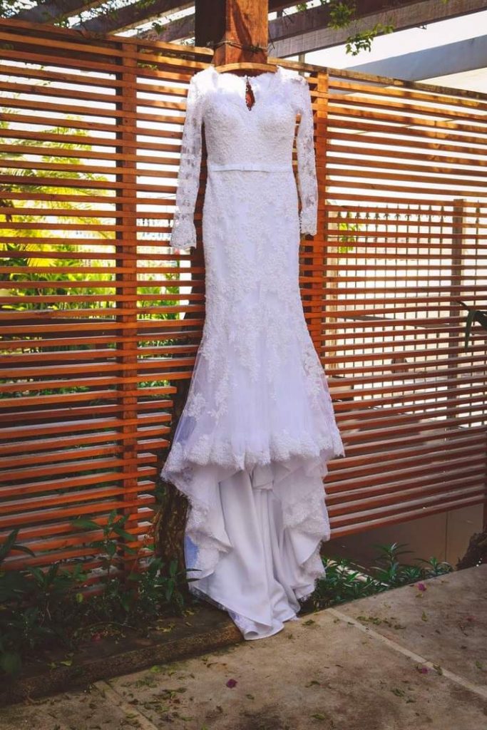 inspiração vestido de noiva manga comprida modesto
